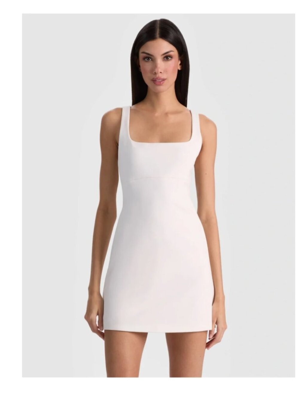 NWT Alice + Olivia Square-Neck Mini Dress in Off-White